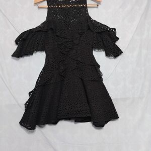 Acler Black Ruffled Mini Dress